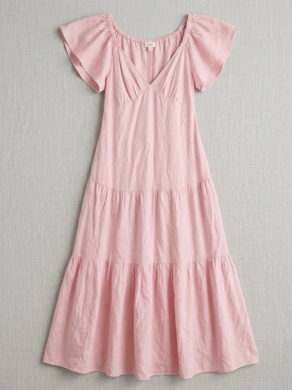 🌺2/60$ Billabong Last Light Flutter Sleeve Midi Dress In Sandstone